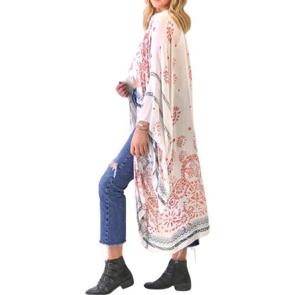 BOUTIQUE* Boho Print Summer Kimono Duster - Picture 5 of 10